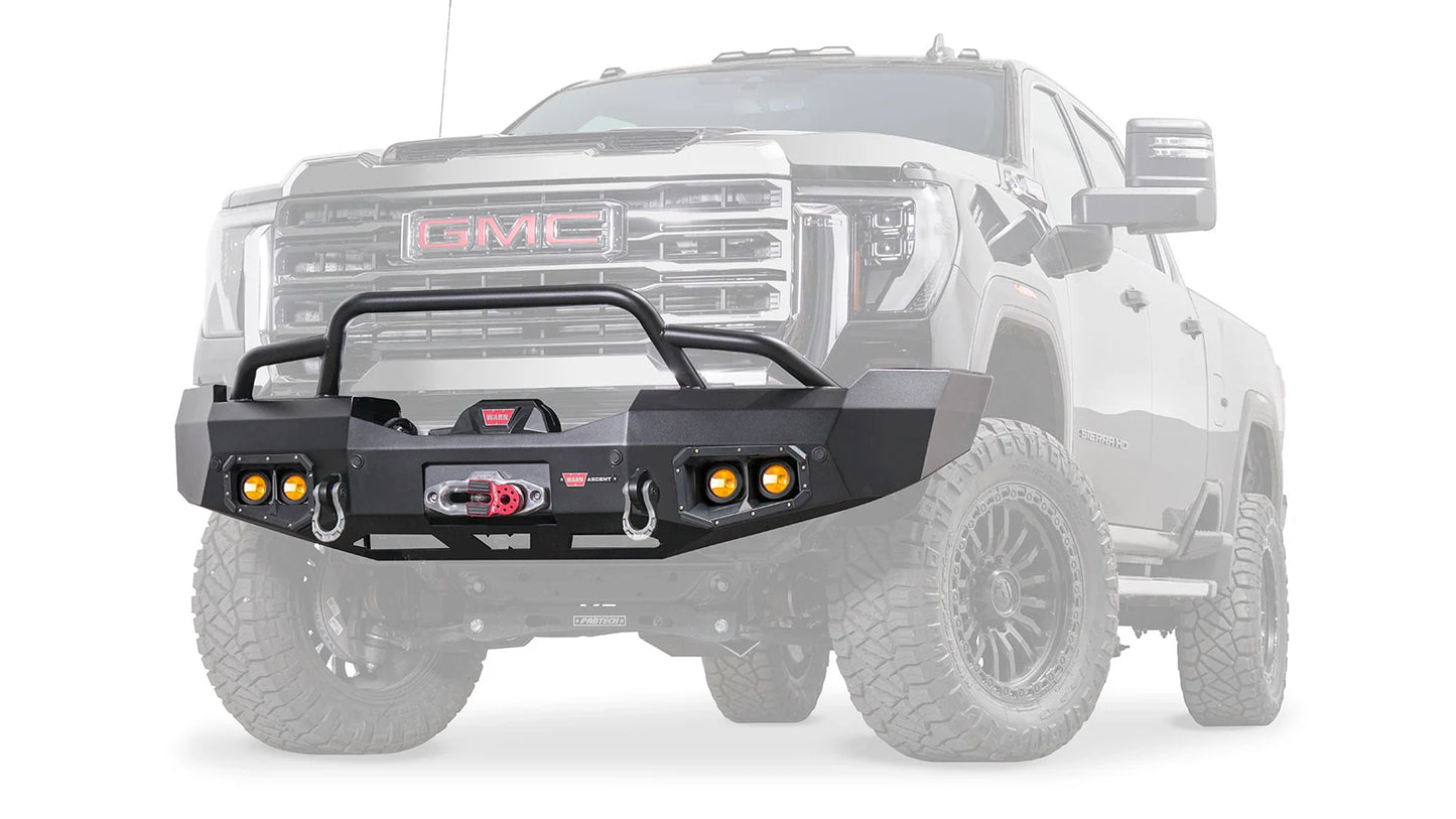 Ascent Front Bumper with Prerunner Grille Guard for 2024-2026 GMC Sierra 2500/3500 HD