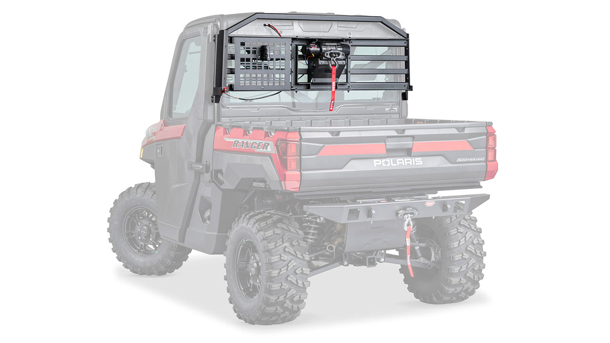 Ghosted view of the WARN Rear Cab Rack for 2025–2026 Polaris Ranger