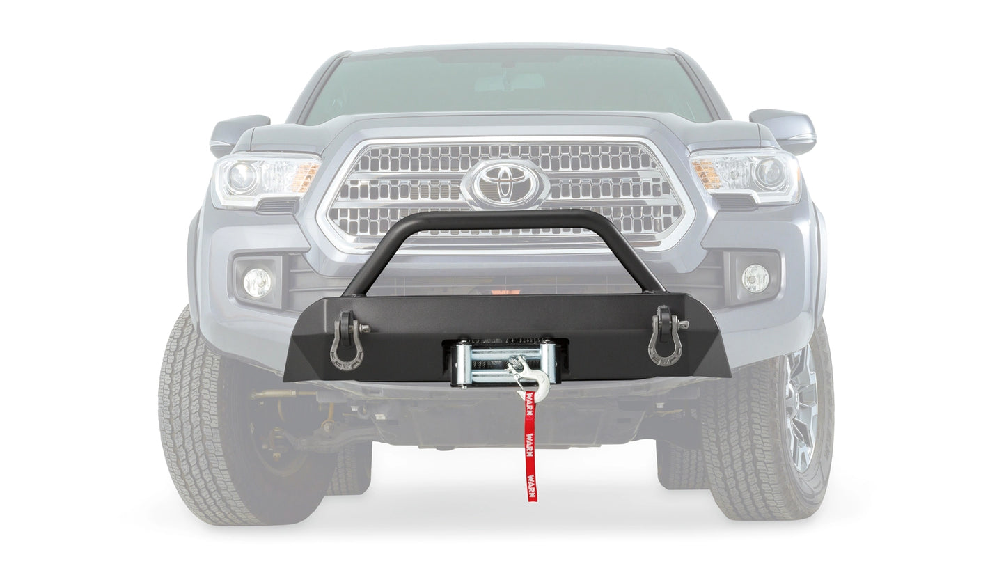 Ghosted view of the WARN Semi-Hidden Winch Mount with Grille Guard for 2016-2023 Toyota Tacoma, front ghosted view