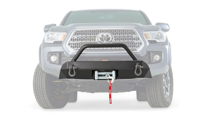 Ghosted view of the WARN Semi-Hidden Winch Mount with Grille Guard for 2016-2023 Toyota Tacoma, front ghosted view