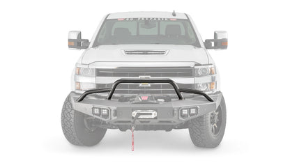 Ghosted view of the WARN Ascent Prerunner Grille Guard Tube for 2011-2018 Ram 2500/3500 front bumper, front ghosted view