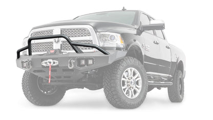 Ghosted view of the WARN Ascent Prerunner Grille Guard Tube for 2011-2018 Ram 2500/3500 front bumper
