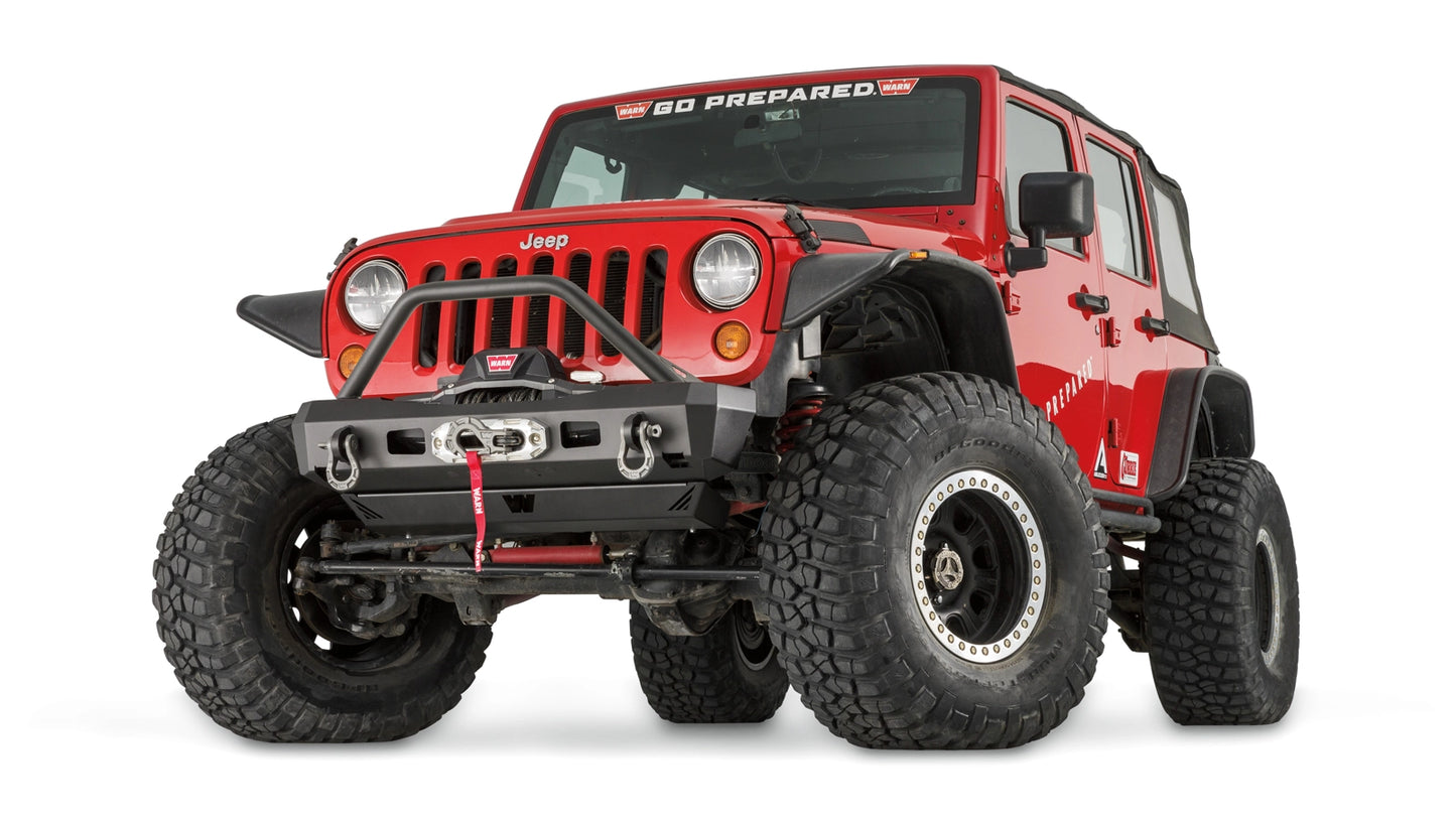 Elite Stubby Front Bumper with Grille Guard Tube for 2007-2018 Jeep Wrangler JK