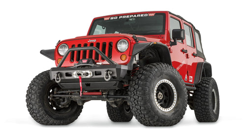 Elite Stubby Front Bumper with Grille Guard Tube for 2007-2018 Jeep Wrangler JK