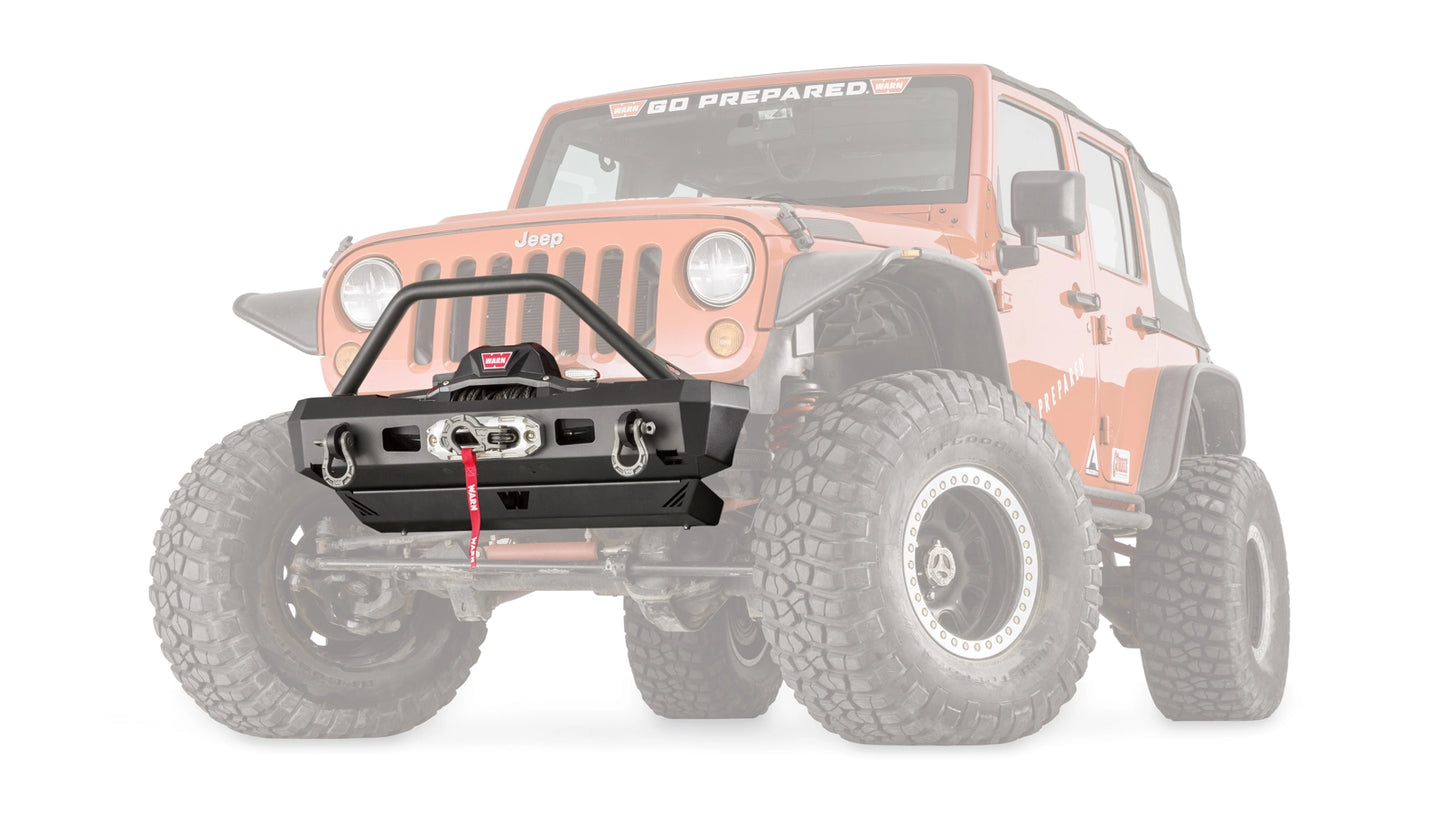 Elite Stubby Front Bumper with Grille Guard Tube for 2007-2018 Jeep Wrangler JK