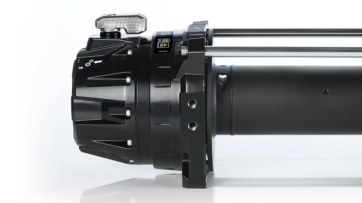 Detail view of the WARN Series G2 18 Hydraulic Counterclockwise Manual Clutch 18,000 lb Industrial & Utility winch with no rope
