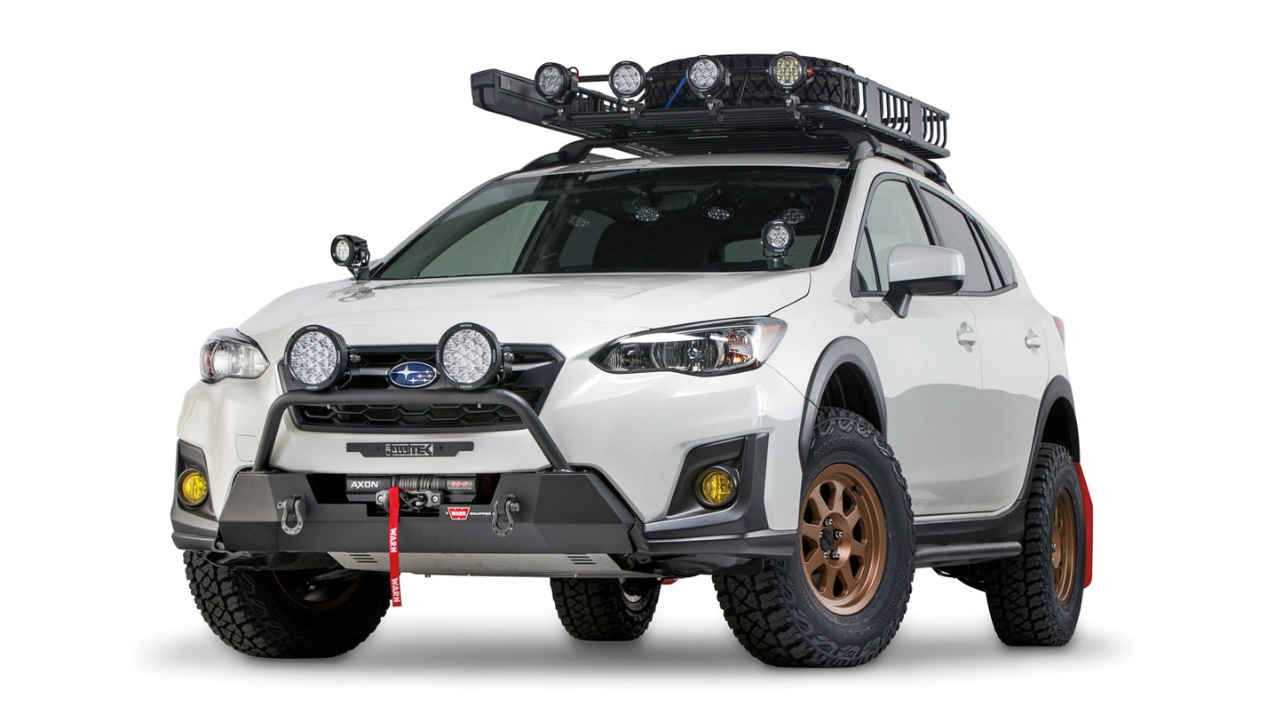 WARN Grille Guard Tube with Light Mounting Tabs for 2018-2020 Subaru Crosstrek / 2019-2021 Subaru Forester Semi-Hidden Kit