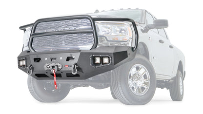 Ghosted view of the WARN Ascent HD Front Bumper with Full Grille Guard for 2019-2026 Ram 2500/3500/4500/5500