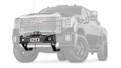 Ghosted view of the WARN Trans4mer Gen III Bracket Kit for 2020-2026 GMC Sierra 2500/3500 HD winch mount kit