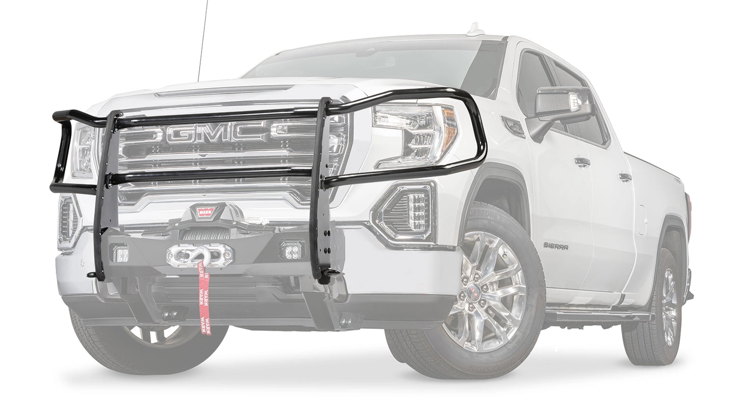 Ghosted view of the WARN Trans4mer Gen III Headlight Guard Kit winch mount kit