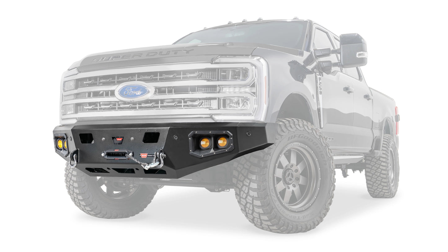 Ghosted view of the WARN Ascent HD Front Bumper for 2023-2026 Ford Super Duty