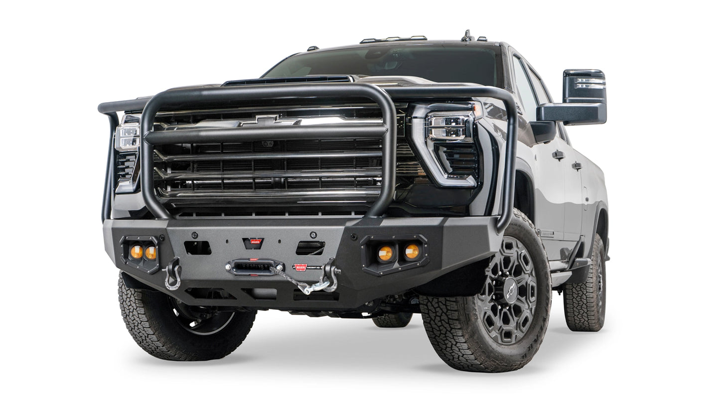 WARN Ascent HD Front Bumper with Full Grille Guard for 2024-2026 Chevrolet Silverado 2500/3500 HD