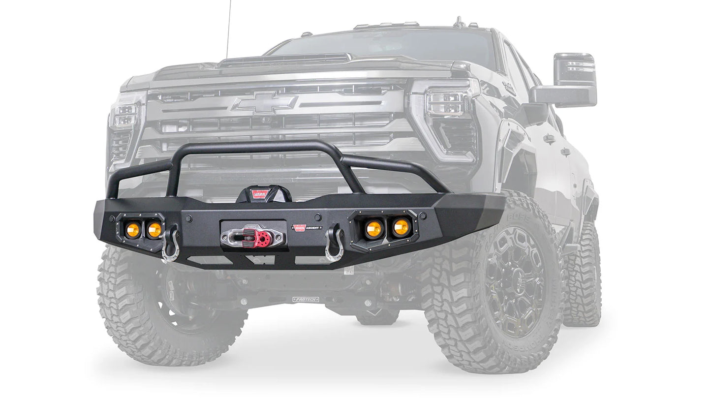 Ascent Front Bumper with Prerunner Grille Guard for 2024-2026 Chevrolet Silverado 2500/3500 HD