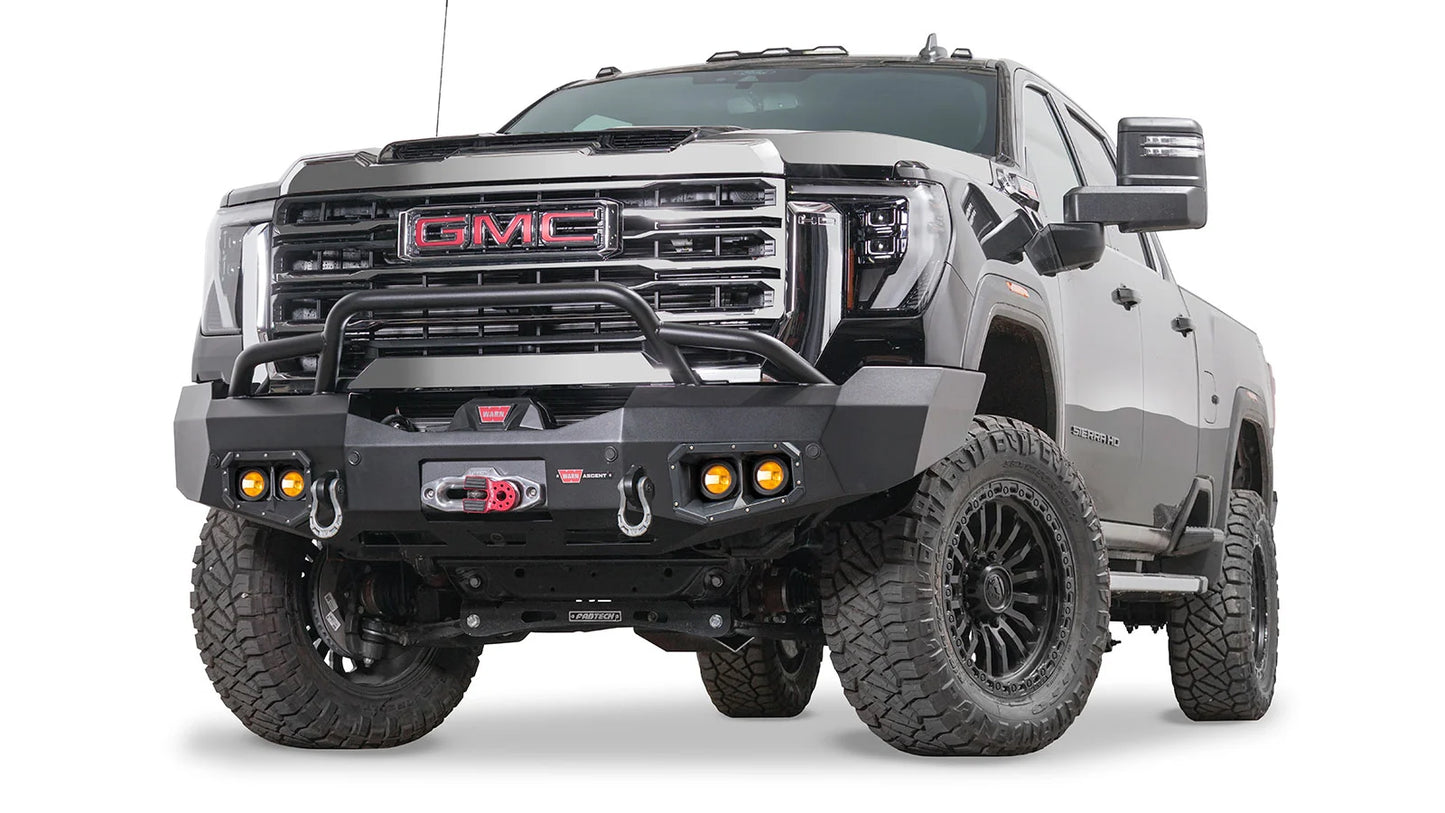 Ascent Front Bumper with Prerunner Grille Guard for 2024-2026 GMC Sierra 2500/3500 HD