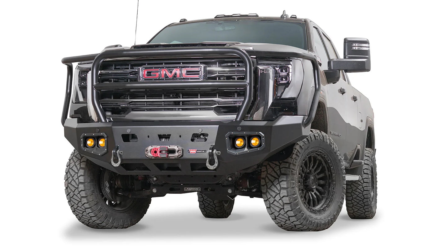 WARN Ascent HD Front Bumper with Full Grille Guard for 2024-2026 GMC Sierra 2500/3500 HD