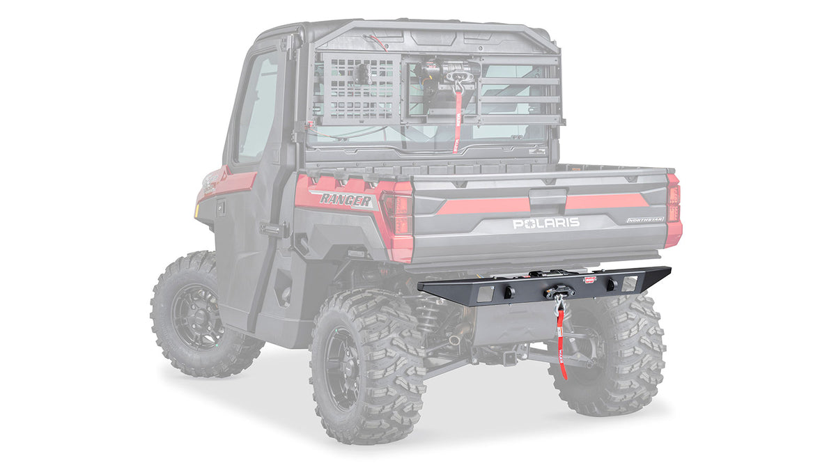 Ghosted view of the WARN Premium Rear Winch Bumper for 2025–2026 Polaris Ranger