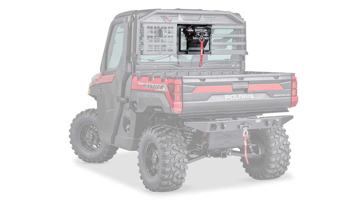 Ghosted view of the WARN Winch Mount Kit for WARN Rear Cab Rack
