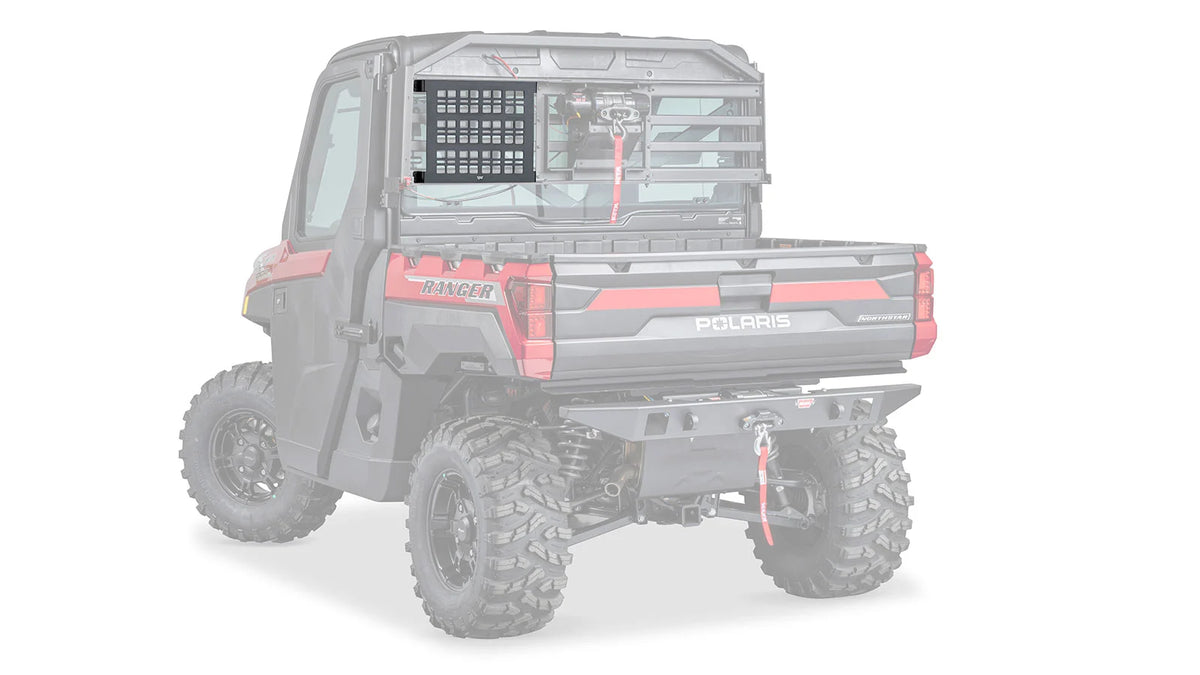 Ghosted view of the WARN MOLLE Panel Kit (3-Pack) for WARN Rear Cab Rack for Polaris Ranger