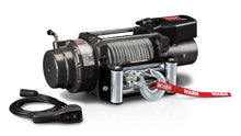 Angled view of the WARN 16.5Ti 16,500 lb truck, Jeep, and SUV winch with 90 ft steel rope and roller fairlead