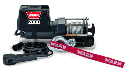 WARN 2000 DC Utility 2,000 lb Trailer winch with 35 ft steel rope and hawse fairlead