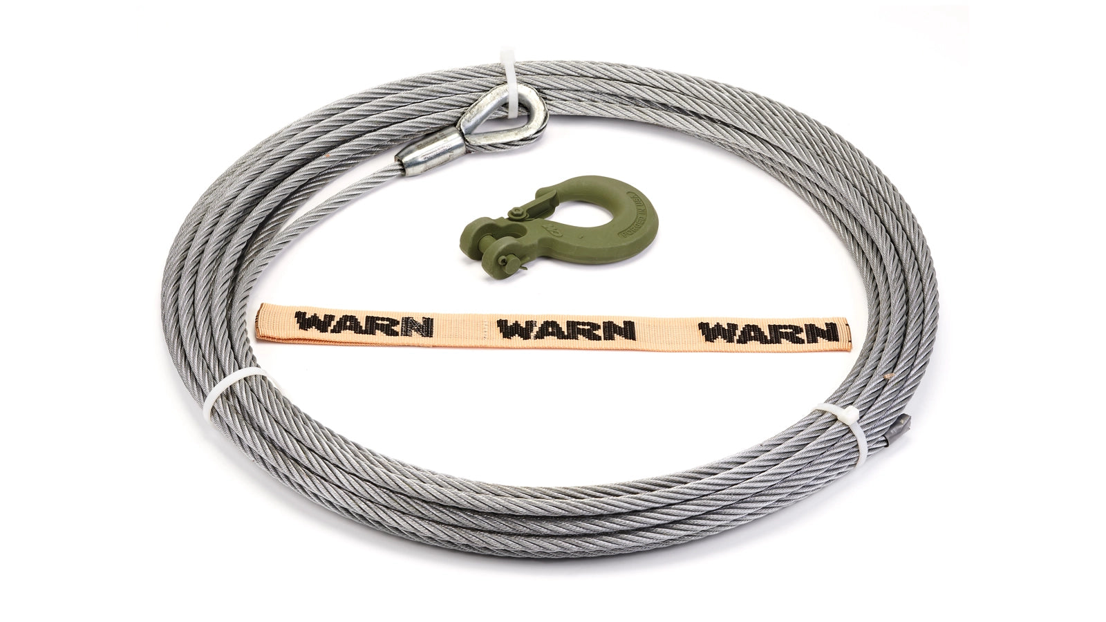 WARN Wire Rope Assembly, 7/16 in x 75 ft, with Hook