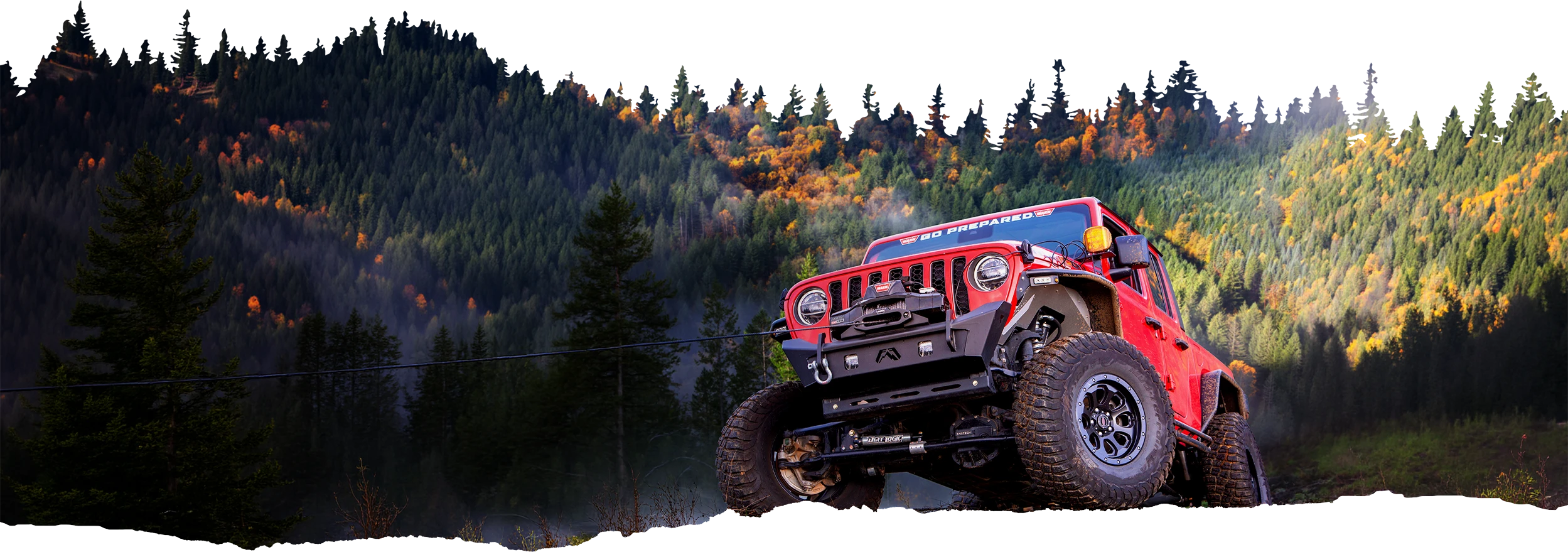 WARN “which winch is right for you” background graphic with off-road vehicle and winch selection theme for product comparison and buying guidance